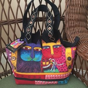 Laurel Burch cat print purse